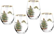 spode christmas tree stemless glasses logo