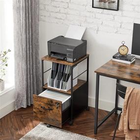 img 3 attached to Industrial Rustic Brown and Black Printer Cabinet with Drawer and Lock - VASAGLE Filing Cabinet for Home Office, Rolling File Cabinet for Suspended Folder, A4 and Letter Sized Documents (Model: UOFC044B01)