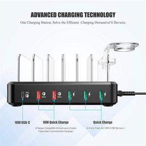 img 1 attached to 💻 SoulBay Зарядная станция: 6-портовое USB зарядное устройство для организации на столе для множества устройств - быстрая зарядка PD QC, черный