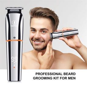 img 1 attached to 📲 Men's 6-in-1 Beard Trimmer Hair Clippers - Cordless, Waterproof & Multi-functional Grooming Kit with USB Rechargeable Nose Ear Facial Hair & Body Trimmer. Includes LCD Display Stand Base.