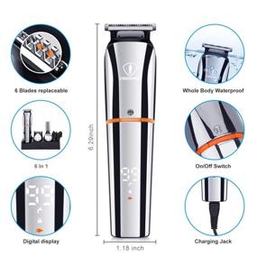 img 2 attached to 📲 Men's 6-in-1 Beard Trimmer Hair Clippers - Cordless, Waterproof & Multi-functional Grooming Kit with USB Rechargeable Nose Ear Facial Hair & Body Trimmer. Includes LCD Display Stand Base.
