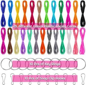 img 3 attached to 🔑 Lanyard String Set: Cridoz 25 Vibrant Gimp String Plastic Lacing Cord with 20pcs Snap Clip Hooks and Keyrings for Crafts, Bracelet, Lanyards and Jewelry Making