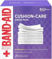 🩹 band-aid brand cushion care sterile gauze pads - small size, 2x2 inches, 25 ct (pack of 2): effective wound protection for minor cuts, scrapes & burns logo