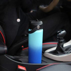 img 1 attached to 🥤 Крышка SENDESTAR для спортивной водной бутылки Hydro Flask Wide Mouth: Полный набор с 2 трубками и 1 щеткой, с черно-силиконовым наконечником.