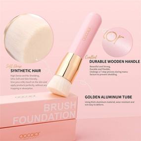 img 1 attached to Docolor Flat Top Kabuki Foundation Brush - Premium Synthetic Face Makeup Brush for Powder, Liquid, Cream Blending - Mineral Buffing, Stippling & Blending Makeup Tools in Pink