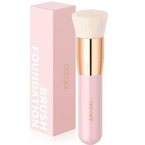 img 4 attached to Docolor Flat Top Kabuki Foundation Brush - Premium Synthetic Face Makeup Brush for Powder, Liquid, Cream Blending - Mineral Buffing, Stippling & Blending Makeup Tools in Pink