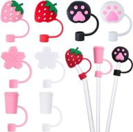 🌸 sweet cherry blossom series: 8-piece silicone straw tips covers for 6-8mm reusable straws logo