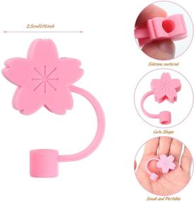 img 3 attached to 🌸 Sweet Cherry Blossom Series: 8-Piece Silicone Straw Tips Covers for 6-8mm Reusable Straws