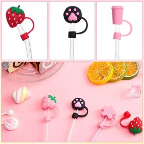 img 2 attached to 🌸 Sweet Cherry Blossom Series: 8-Piece Silicone Straw Tips Covers for 6-8mm Reusable Straws