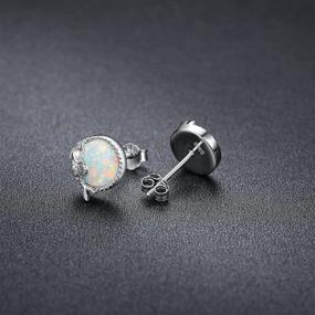 img 3 attached to 🧜 S925 Sterling Silver Opal Mermaid Earrings - Waysles Fairy Tail Stud Jewelry Gift for Women, Girls, Teens - Little Mermaid Post Earrings for Sensitive Ears