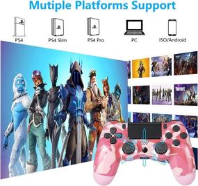 img 1 attached to 🎮 Wireless Bluetooth Gamepad Joystick Controller, Pink Camo, Rechargeable Battery - PS4 Controller for Playstation 4/Pro/Slim/PC/Android/iOS with Mobile Game Phone Mount Clip