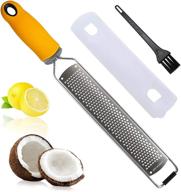 🍋 lemon zester and cheese grater - razor sharp stainless steel blade - dishwasher safe - orange color logo