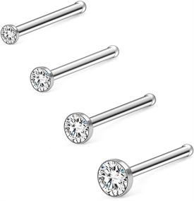 img 2 attached to 💎 Body Jewelry: Ruifan Surgical Jeweled Zirconia Piercing for Women, an exquisite piece of jewelry