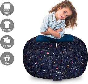 img 2 attached to 🌌 Lunarable Constellation Toy Bag Chair, Star Clusters Galaxies & Planets Astrology Theme, Abstract Illustration Design, Stuffed Animal Organizer, Washable Bag, Large Size, Space Blue