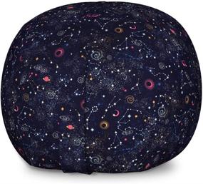 img 3 attached to 🌌 Lunarable Constellation Toy Bag Chair, Star Clusters Galaxies & Planets Astrology Theme, Abstract Illustration Design, Stuffed Animal Organizer, Washable Bag, Large Size, Space Blue