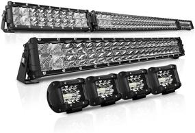 img 4 attached to 🚚 52 Inch 22 Inch Triple Row Flood Spot Beam Combo LED Light Bar Kit with 4PCS 4 Inch LED Pods - 32000LM 6500k, IP68 Rated Osram Chip LED Light Bars for Truck ATV by Rigidhorse