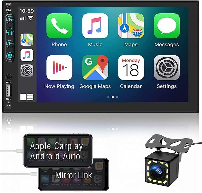 Carpuride Wireless Apple CarPlay Android Auto Touch Screen Car Radio Stereo  AUX