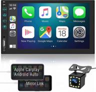 🚗 carpuride double din car stereo with carplay & android auto, 7-inch bluetooth car radio with hd touch screen - mp5 player, backup camera, mirror link, usb/aux input, swc logo