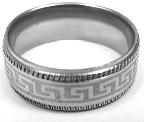 img 1 attached to 💍 JFSG Enterprises LLC Stainless Steel Wedding Band with Aztec Inlay - Durable & Tarnish Proof Unisex Jewelry - Perfect Everyday Wear & Elegant Gift for Partner, Parents, Birthdays, Christmas