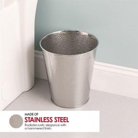 img 3 attached to Hammered Stainless Steel Bathroom Wastebasket Bin - 5L/1.32 Gallon, Chrome Finish by Home Basics