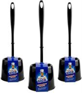 efficient set of 3 mr.siga black toilet brushes with holder logo