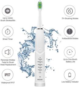 img 3 attached to 🦷 CIVIE Sonic Electric Toothbrush for Kids and Adults - 6 Modes, 4 Brush Heads, Timer, USB Charging - White