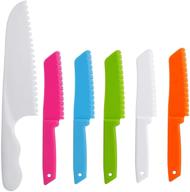 🔪 набор из 6 нейлоновых ножей onupgo для кухни и выпечки для детей: красочные пластиковые ножи с зазубренными краями, безопасные для детей, ножи для готовки с прочной рукояткой. логотип