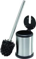 🚽 bath bliss toilet bowl brush and holder with self-closing lid, space-saving design, deep cleaning, smudge-resistant finish, 4.5-inch round by 15.4-inch high, stainless steel logo