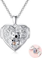 🐨 sterling silver koala heart locket necklace: perfect gift for girlfriend, couples, sister, daughter, or mother logo