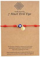 🌟 handmade red rope letter alphabet bracelet with evil eye charm: symbol of good luck and protection for women and girls logo