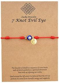 img 4 attached to 🌟 Handmade Red Rope Letter Alphabet Bracelet with Evil Eye Charm: Symbol of Good Luck and Protection for Women and Girls