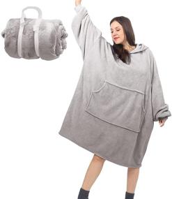 img 4 attached to 🧥 Cozy and Stylish Oversized Hoodie Sweatshirt Blanket for Women - Super Soft Fleece Material, Giant Pocket Included!
