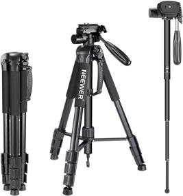 img 4 attached to 📷 Neewer Portable Aluminum Camera Tripod Monopod 70"/177cm with 3-Way Swivel Pan Head and Carrying Bag – DSLR, DV Video Camcorder Compatible