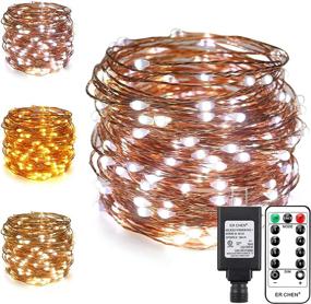 img 4 attached to ErChen Dual-Color LED String Lights: 66 FT 200 LEDs, Dimmable Copper Wire, 8 Modes & Remote Control - Perfect for Indoor/Outdoor Christmas Decor (Warm White/White)