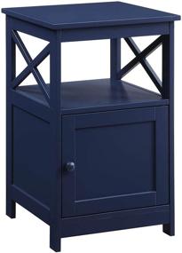 img 4 attached to 🔵 Oxford End Table with Cabinet in Vibrant Cobalt Blue by Convenience Concepts