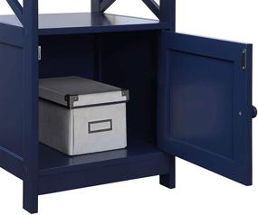 img 1 attached to 🔵 Oxford End Table with Cabinet in Vibrant Cobalt Blue by Convenience Concepts