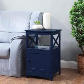 img 2 attached to 🔵 Oxford End Table with Cabinet in Vibrant Cobalt Blue by Convenience Concepts