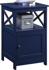 img 3 attached to 🔵 Oxford End Table with Cabinet in Vibrant Cobalt Blue by Convenience Concepts