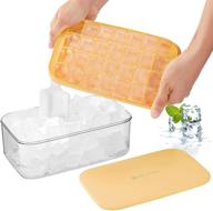 reusable ice cube tray with lid and scoop - mold for making 28 small square ice cubes, 0.3oz each, ideal for chingling cocktails and milk tea (orange) logo