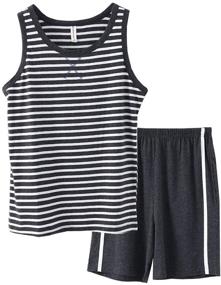 img 4 attached to Cotton Striped Pajama Loungewear for Boys, Ages 10-18 - Sleepwear & Robes