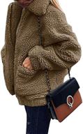 🧥 prettygarden women's stylish long sleeve lapel zip up faux shearling shaggy oversized winter coat jacket - stay warm and fashionable! logo