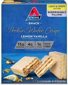 img 4 attached to Пластины вафельные "Atkins Protein Wafer Crisps": вкус лимона и ванили, дружественные кето, упаковка из 5 штук.