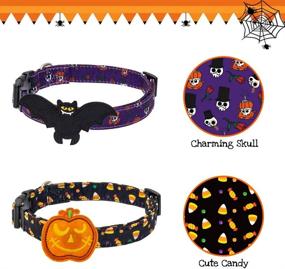 img 2 attached to 🎃 Halloween Dog Collars - 2 Pcs Soft Adjustable Bat Pumpkin Pet Collar Accessories for Puppies, Kitties, and Small Pets: A Perfect Outfit for Spooky Season!