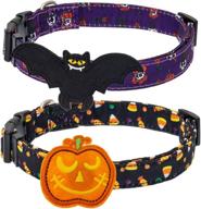 🎃 halloween dog collars - 2 pcs soft adjustable bat pumpkin pet collar accessories for puppies, kitties, and small pets: a perfect outfit for spooky season! logo