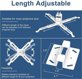 img 1 attached to Регулируемый по высоте и удлиненные руки кронштейна для проектора на стену/потолок - белый, подходит для различных размеров проектора