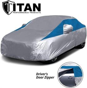 img 3 attached to 🚗 Titan Lightweight Car Cover - Compact Sedan - Toyota Corolla, Sentra & More - Waterproof & 185 Inches - Driver-Side Door Zipper (Bondi Blue)