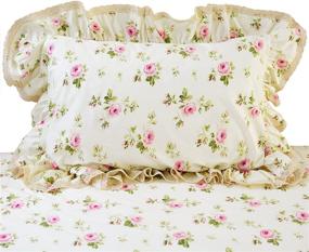 img 1 attached to 👑 FADFAY Princess Lace Ruffle Rosette Floral Print Duvet Cover Set for Girls - Twin Extra Long Size (3 Pieces)