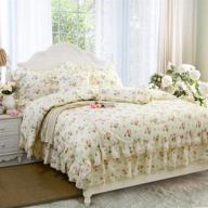 👑 fadfay princess lace ruffle rosette floral print duvet cover set for girls - twin extra long size (3 pieces) logo