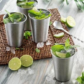 img 1 attached to 🥤 FineDine Premium Grade Stainless Steel Pint Cups Water Tumblers: Unbreakable, Stackable, Brushed Metal Drinking Glasses (5 Piece Set) for Travel, Outdoor, Camping, Everyday Use - 16 Oz Capacity