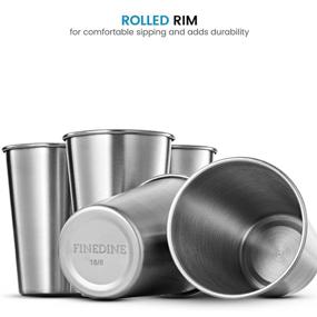 img 3 attached to 🥤 FineDine Premium Grade Stainless Steel Pint Cups Water Tumblers: Unbreakable, Stackable, Brushed Metal Drinking Glasses (5 Piece Set) for Travel, Outdoor, Camping, Everyday Use - 16 Oz Capacity